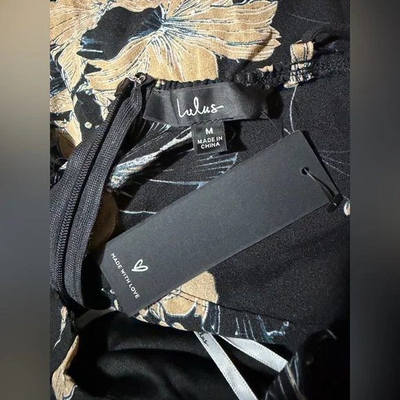 Lulus NWT “Darling Daylily” Black Floral High-Low Maxi Dress. Size Medium. - Picture 4 of 15